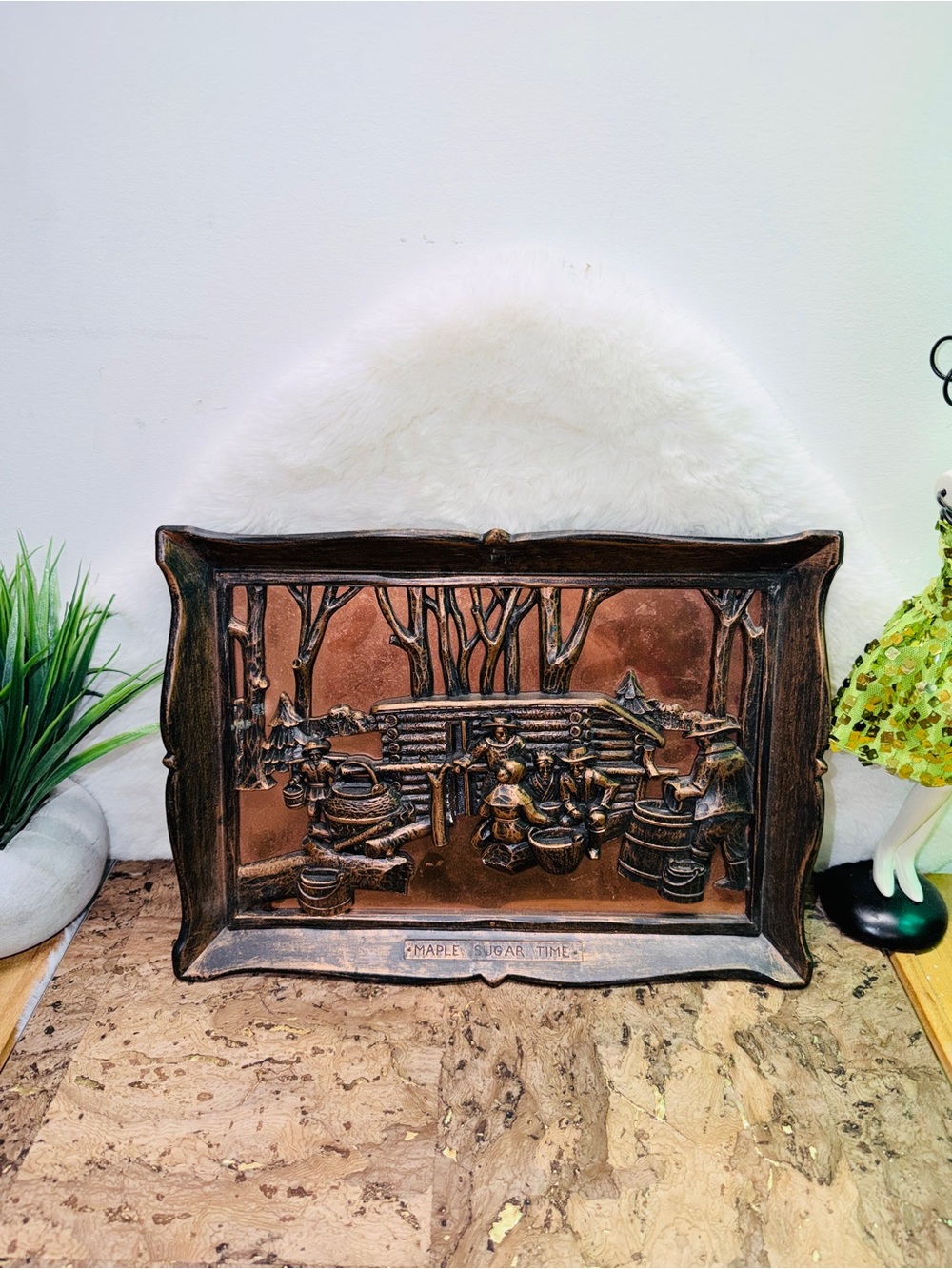 Vintage Maple Sugar Time Framed 2D Wall Plaque Copper Tone 14x10โ ๐